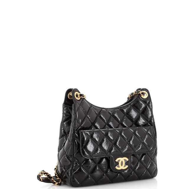 Chanel Wavy CC Hobo Quilted Crumpled Calfskin Medium