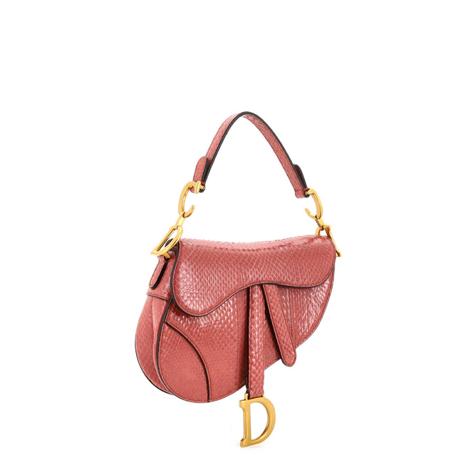 Christian Dior Saddle Handbag Python Mini