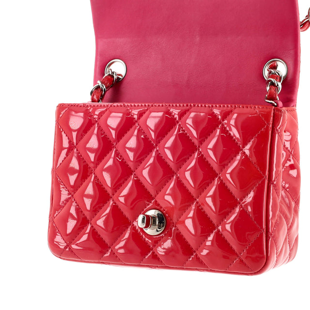 Chanel Square Classic Single Flap Bag Quilted Patent Mini