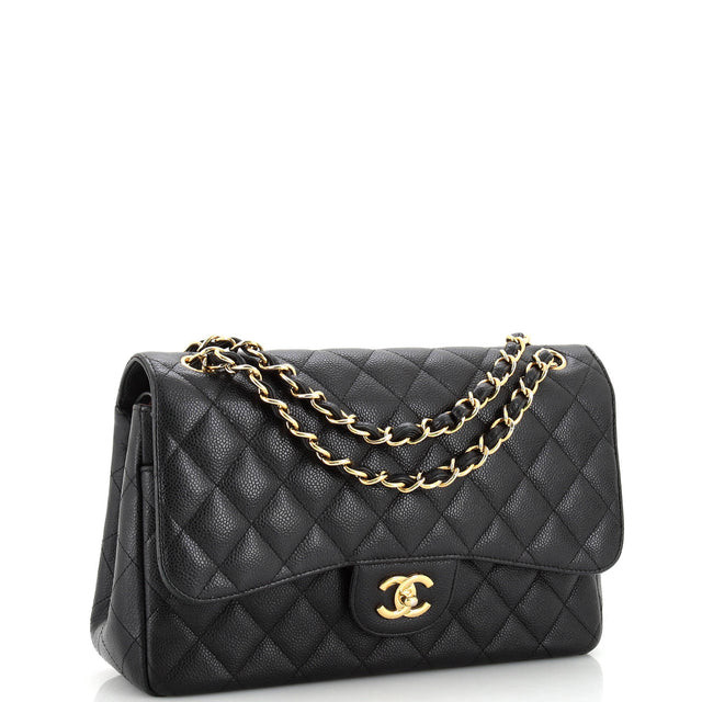 Chanel Classic Double Flap Bag Quilted Caviar Jumbo