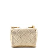 Chanel Crystal Logo Letters Chain Handle Flap Bag Quilted Lambskin Mini