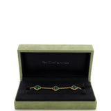 Van Cleef & Arpels Vintage Alhambra 5 Motifs Bracelet 18K Yellow Gold and Malachite