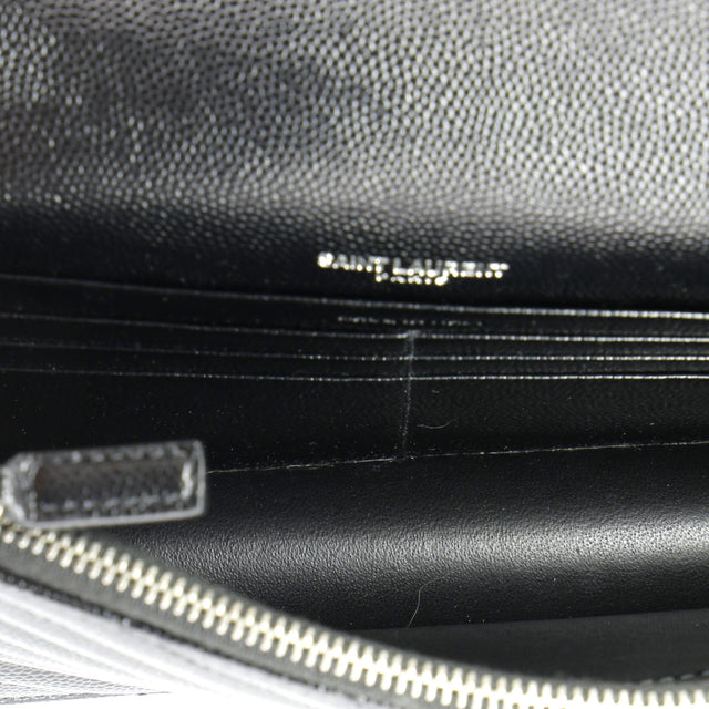 Saint Laurent Classic Monogram Wallet on Chain Matelasse Chevron Leather Small