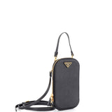 Prada Zip Phone Holder Crossbody Bag Saffiano Leather