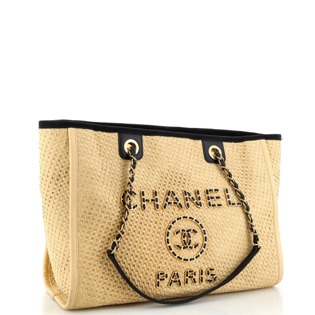 Chanel Deauville Tote Straw with Chain Detail Small