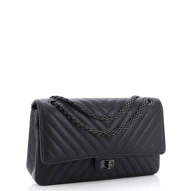 Chanel So Black Reissue 2.55 Flap Bag Chevron Sheepskin 226