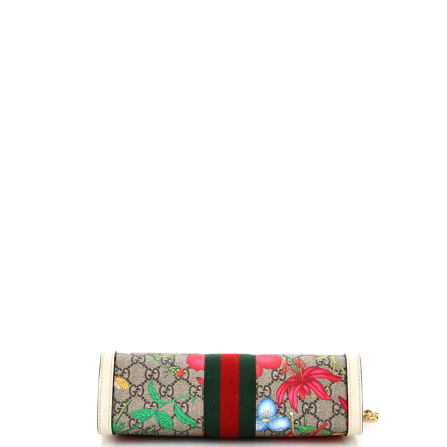 Gucci Ophidia Chain Shoulder Bag Flora GG Coated Canvas Small