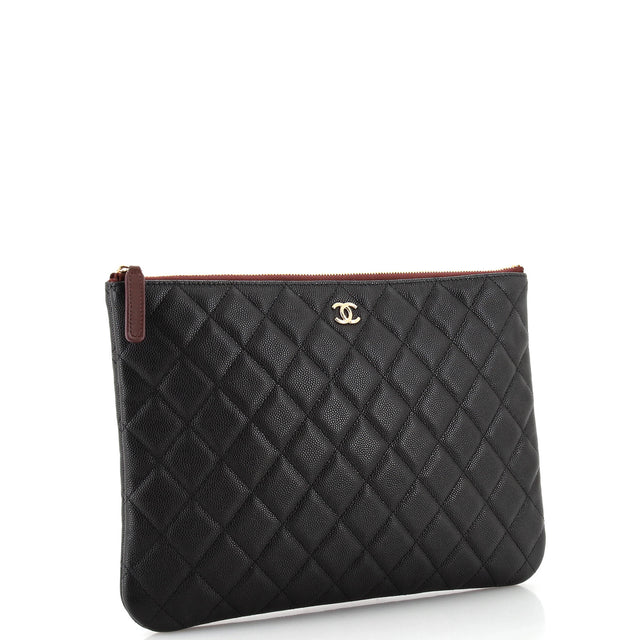 Chanel O Case Clutch Quilted Caviar Medium