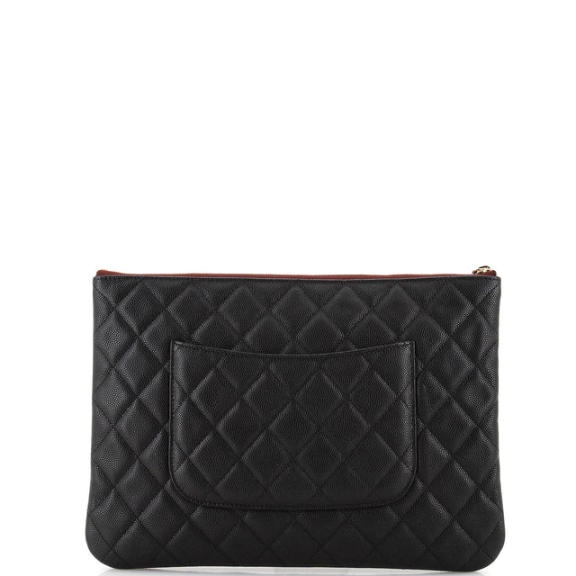 Chanel O Case Clutch Quilted Caviar Medium