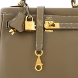 Hermes Kelly Handbag Grey Swift with Gold Hardware 25