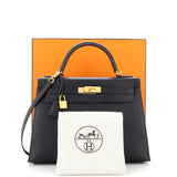 Hermes Kelly Handbag Black Epsom with Gold Hardware 32