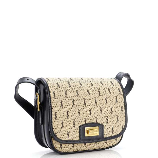 Saint Laurent Flap Satchel Monogram All Over Canvas and Leather Small