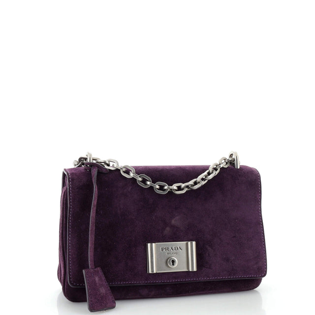 Prada Chain Flap Shoulder Bag Suede Medium