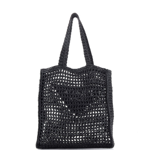 Prada Triangle Logo Open Tote Raffia