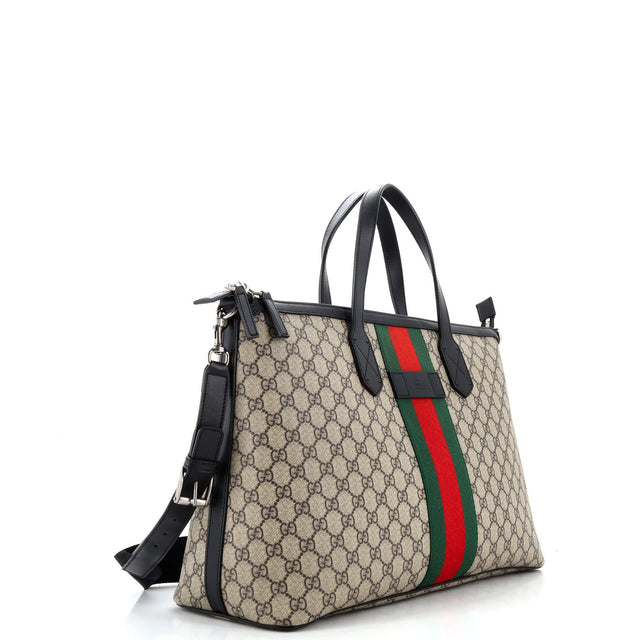 Gucci Web Duffle Bag GG Coated Canvas Medium