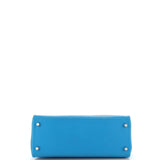 Hermes Kelly Handbag Blue Evercolor with Pallladium Hardware 28