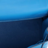Hermes Kelly Handbag Blue Evercolor with Pallladium Hardware 28