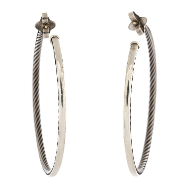 David Yurman Crossover Hoop Earrings Sterling Silver and 18K Yellow Gold 64mm