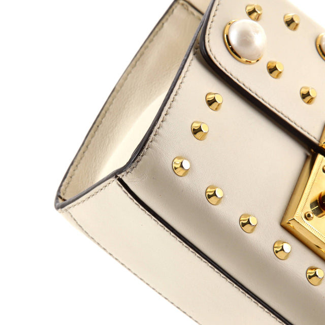 Gucci Pearly Padlock Shoulder Bag Studded Leather Small