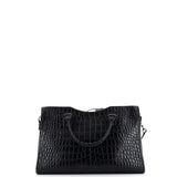 Balenciaga City Classic Studs Bag Crocodile Embossed Leather Medium