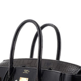 Hermes Touch Birkin Bag Black Togo with Matte Alligator with Rose Gold Hardware 30