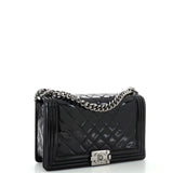 Chanel Boy Flap Bag Chevron Patent New Medium