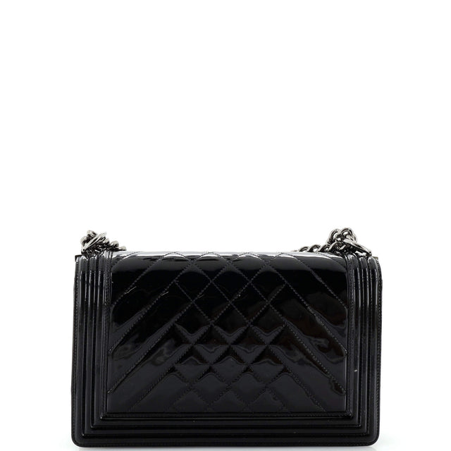 Chanel Boy Flap Bag Chevron Patent New Medium