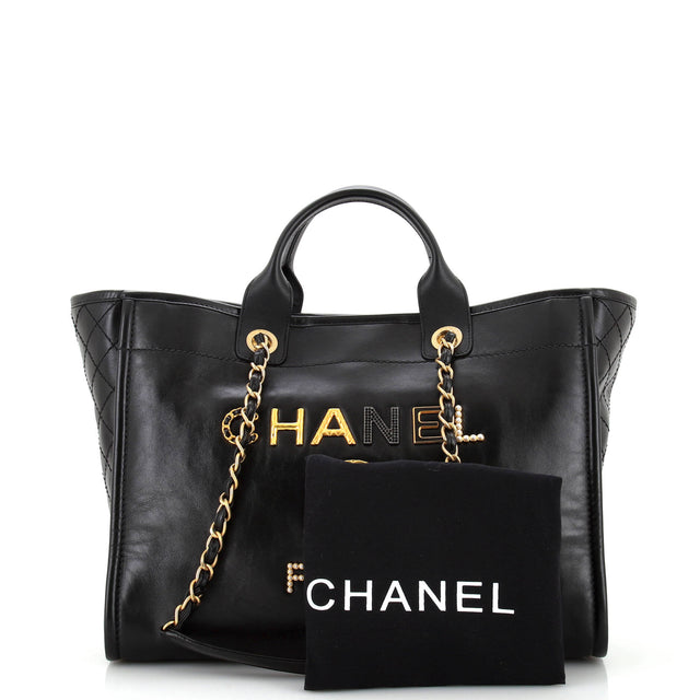 Chanel Deauville Tote Embellished Shiny Calfskin Medium