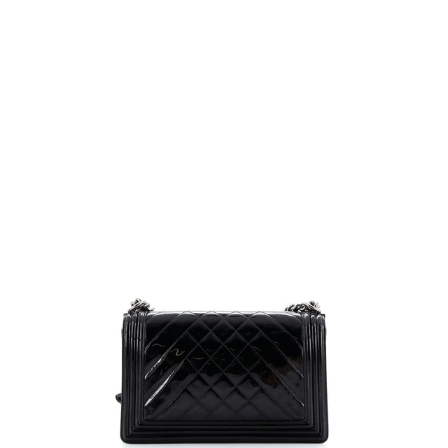 Chanel Boy Flap Bag Chevron Patent New Medium