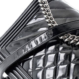 Chanel Boy Flap Bag Chevron Patent New Medium