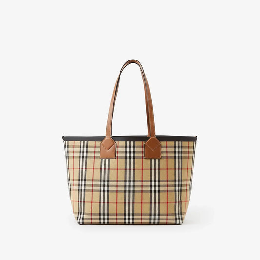 Medium Check Cotton London Tote Bag Handbags BURBERRY - LOLAMIR