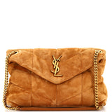 Saint Laurent Loulou Puffer Shoulder Bag Quilted Suede Small