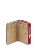 The Leather Mini Compact Wallet in Fuchsia