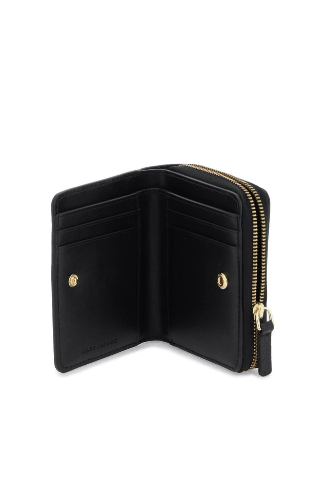 The Leather Mini Compact Wallet in Black