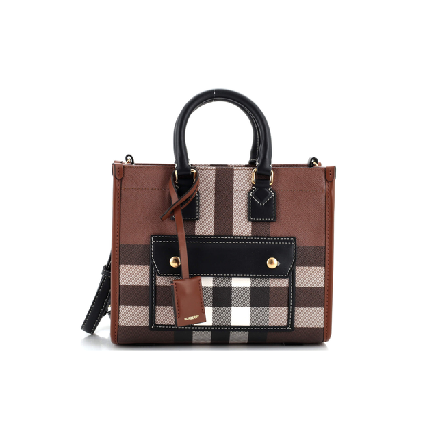 Burberry Freya Check Canvas Mini Tote Bag