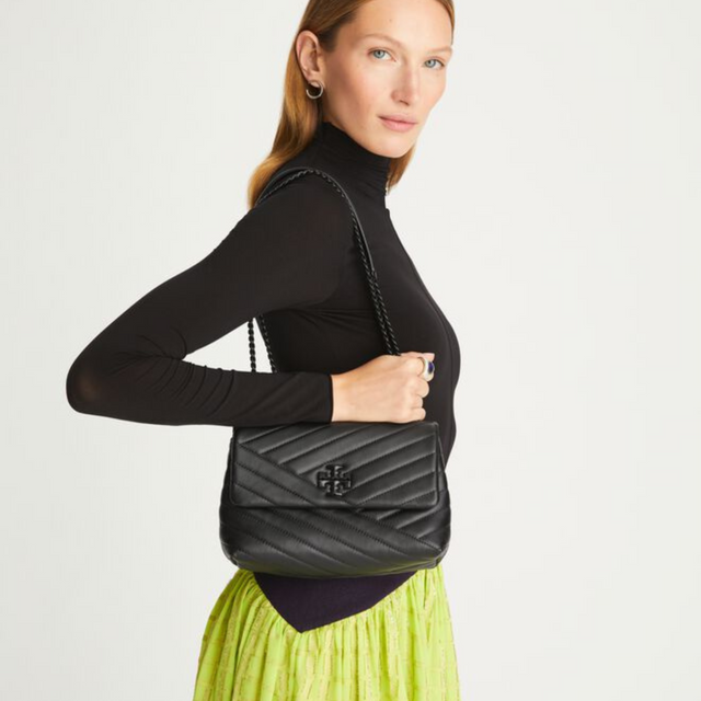 Kira Small Chevron Bag in Black/Black