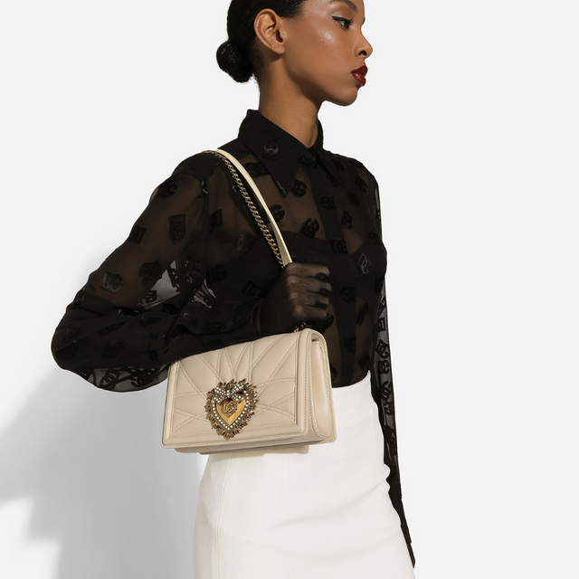 Devotion Medium Shoulder Bag in Cream Handbags DOLCE & GABBANA - LOLAMIR