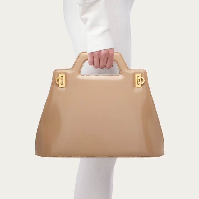 Wanda Top Handle in Beige Handbags FERRAGAMO - LOLAMIR