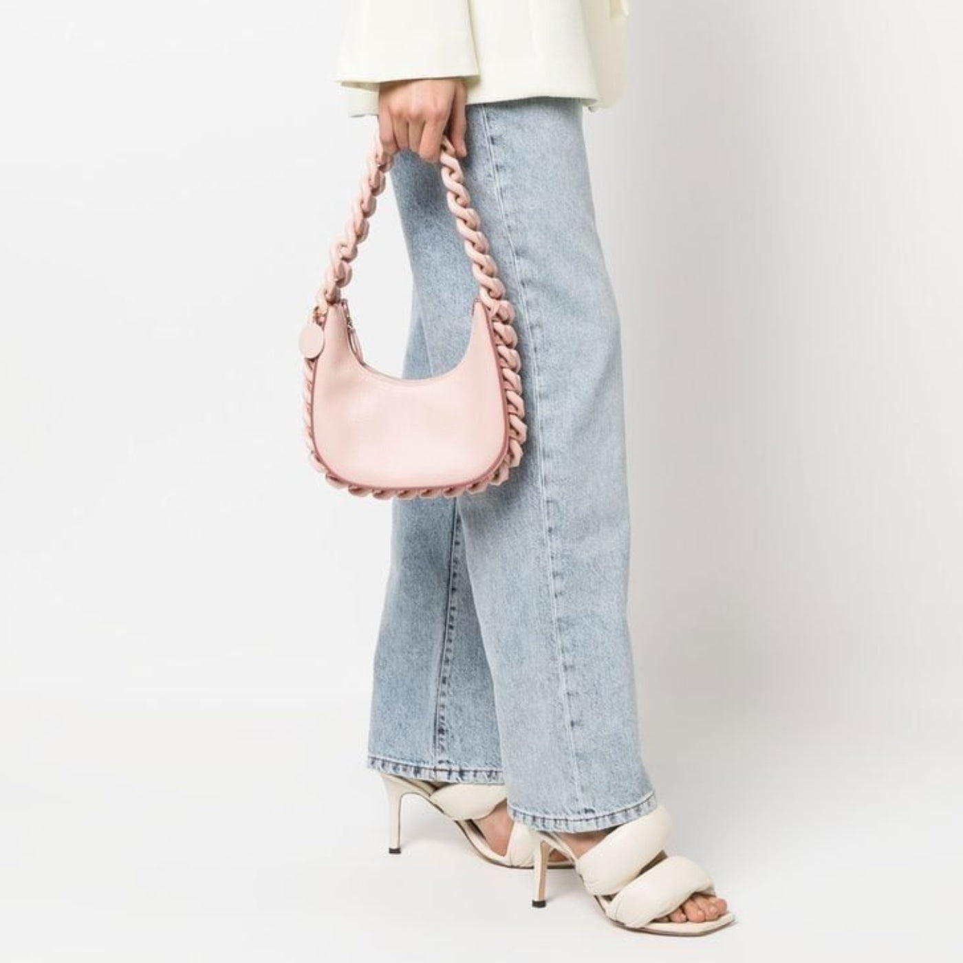 Frayme Mini Zipped Shoulder Bag in Powder Handbags STELLA MCCARTNEY - LOLAMIR