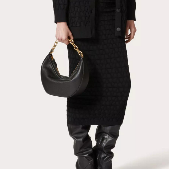 VLogo Moon Small Hobo Bag In Black Handbags VALENTINO - LOLAMIR