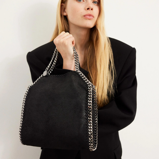 Falabella Mini Tote Bag in Black/Silver