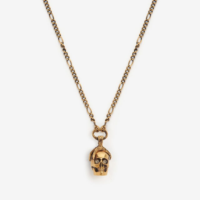 Victorian Skull Necklace in Antique Gold