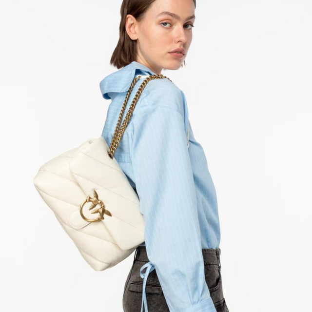 Classic Love Bag Puff Maxi Quilt in Ivory Handbags PINKO - LOLAMIR