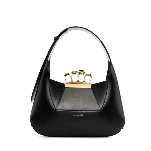 The Jewelled Hobo Bag in Black/Gold Handbags ALEXANDER MCQUEEN - LOLAMIR