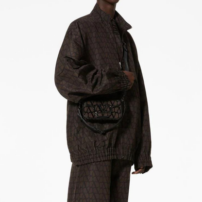 Locò Small Toile Iconographe Shoulder Bag in Cedar Brown Handbags VALENTINO - LOLAMIR