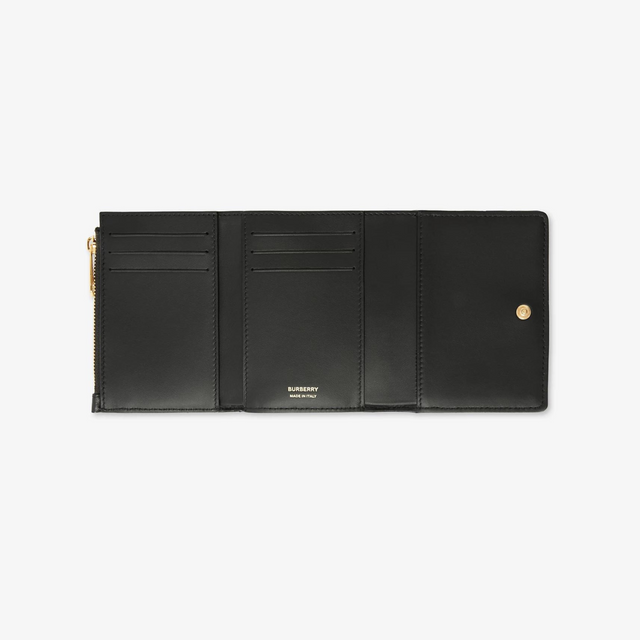 Lola quilted Small Folding Wallet in Black