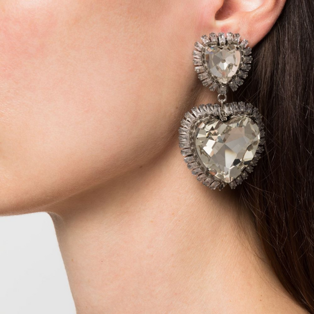 Alessandra Rich Crystal Earrings in Silver