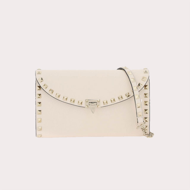 Rockstud Mini Clutch Bag in Ivory