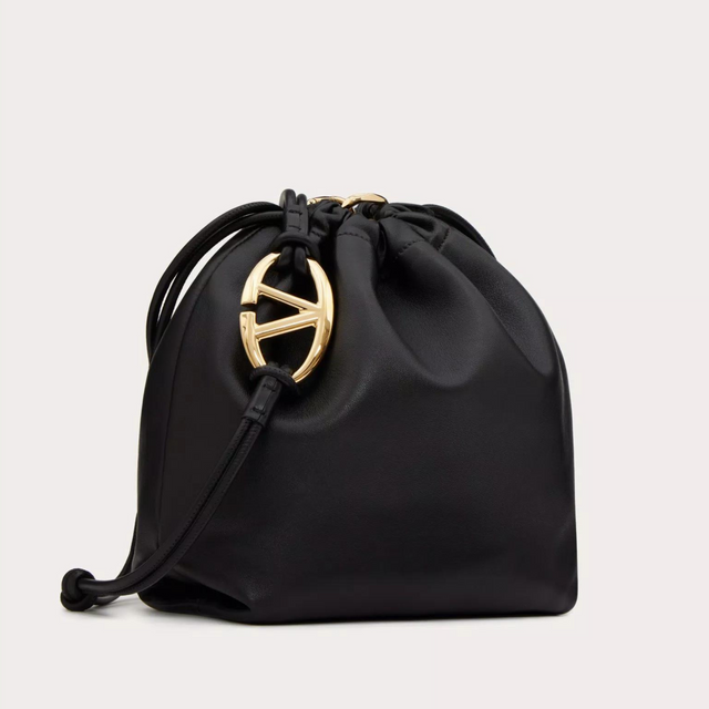 VLogo Pouf Bucket Bag in Black