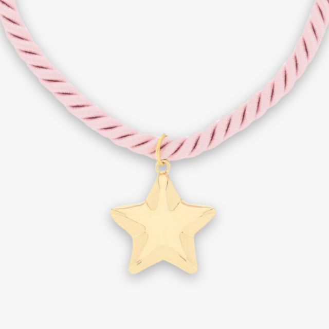 Gold Star Charm Satin Necklace